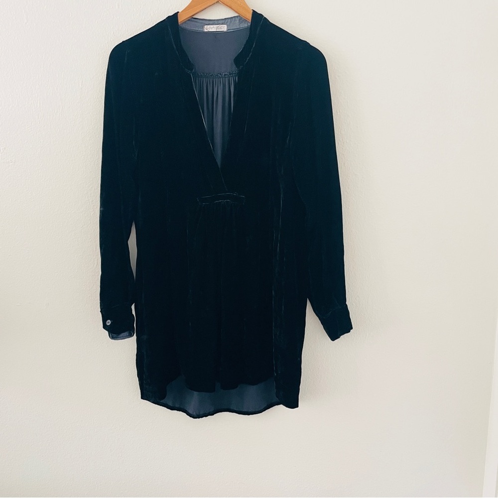 Free People x CP Shades Jacey Black Silk Blend Velvet Long Sleeve Tunic Top - Picture 3 of 7